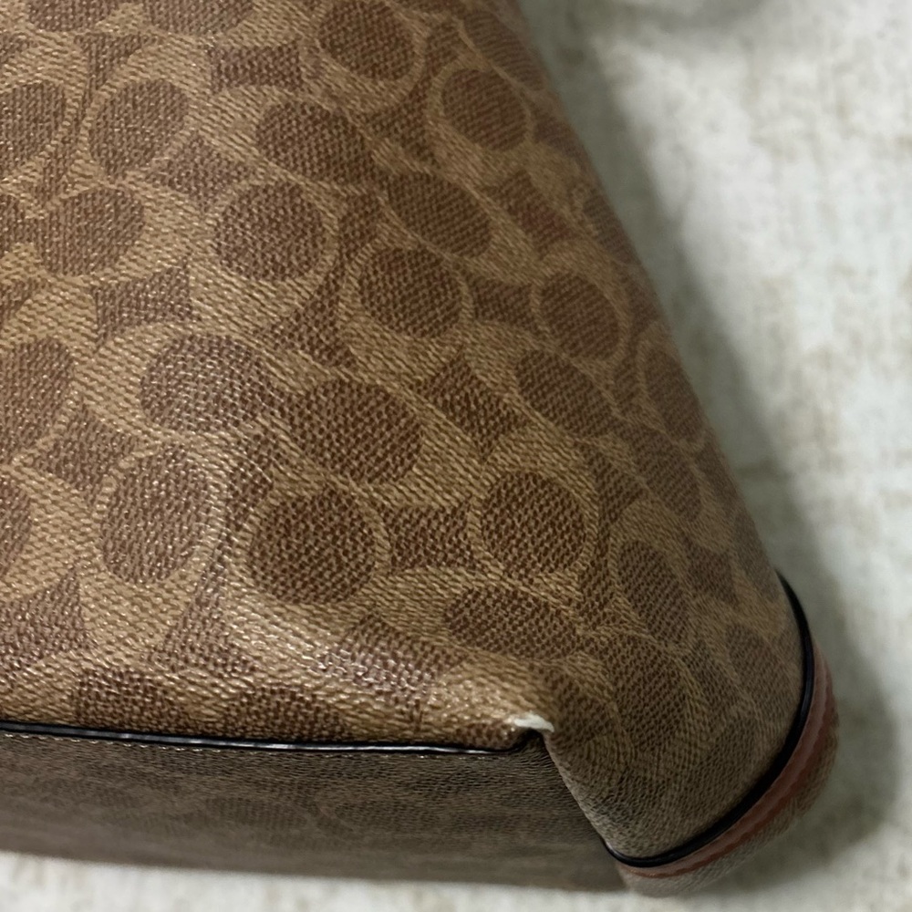 Coach Signature Canvas Tote with Brown Leather and Red Interior - Picture 5 of 6
